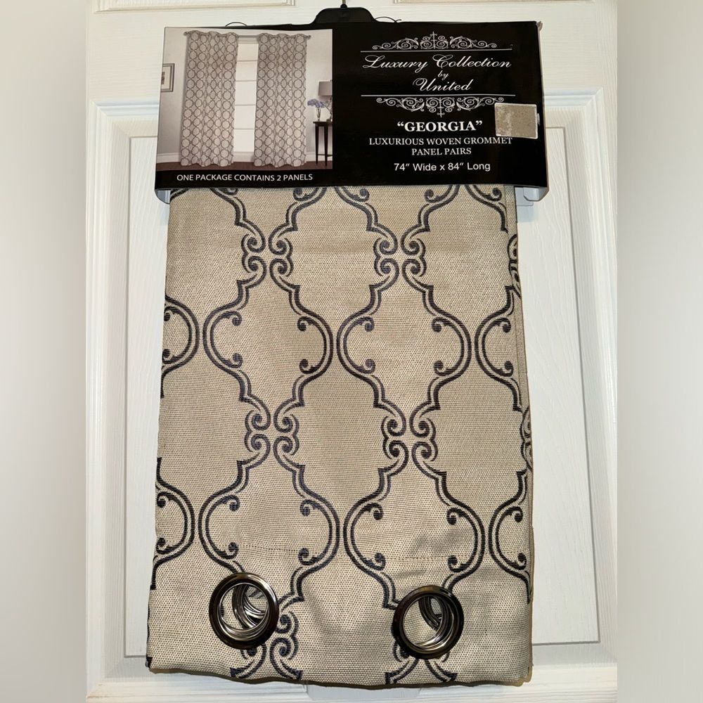 Luxury Collection by United Georgia Woven Grommet Panel Pair 74” x 84” NEW NWT